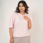 Women’s Premium Drop Shoulder Oversized T-Shirt – Solid Baby Pink Streetwear Tees