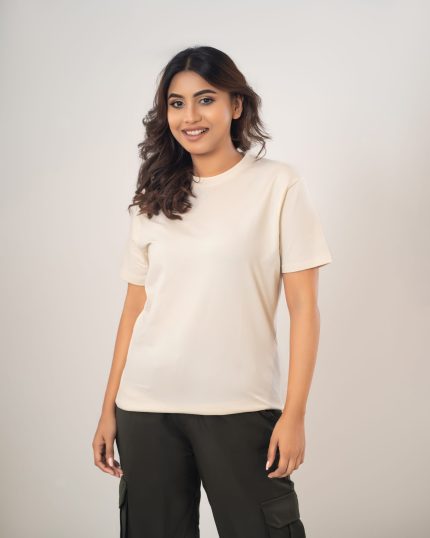 Women’s Premium Off White Crewneck T-Shirt – Classic Basic Tees