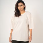 Women’s Premium Drop Shoulder Oversized T-Shirt – Solid Off White Streetwear Tees