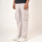 Men’s Baggy Fit Cargo Pants in Off White